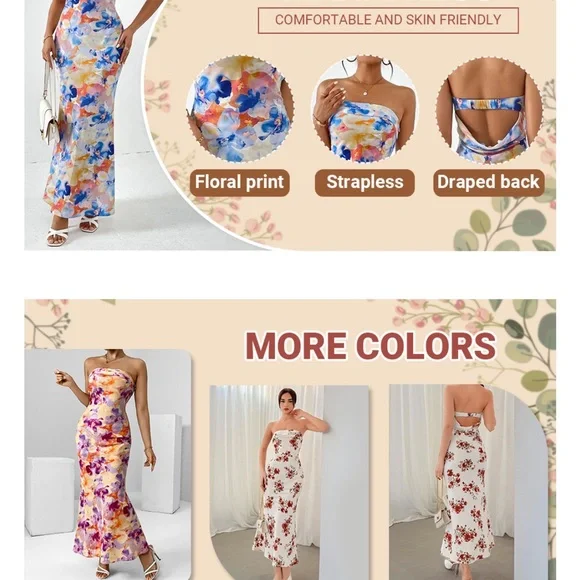 Floral Strapless Maxi Dress - Picture 5 of 5